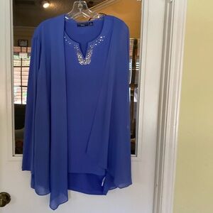Susan Graver 2piece periwinkle cardigan w/sleeveless top